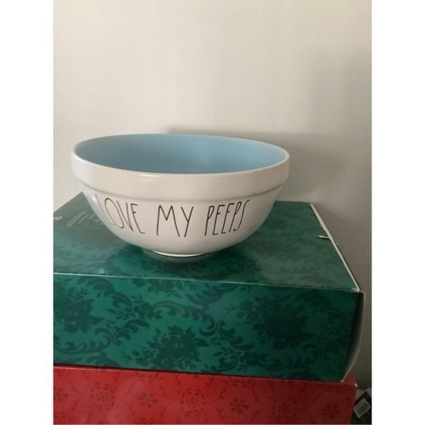 RAE DUNN Artisan by Magenta Large Mixing Bowl with Spatula LOVE MY PEEPS