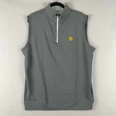 Peter Millar Galway Stretch Loop Terry Quarter Zip Vest Mens Large Gray Logo NWT