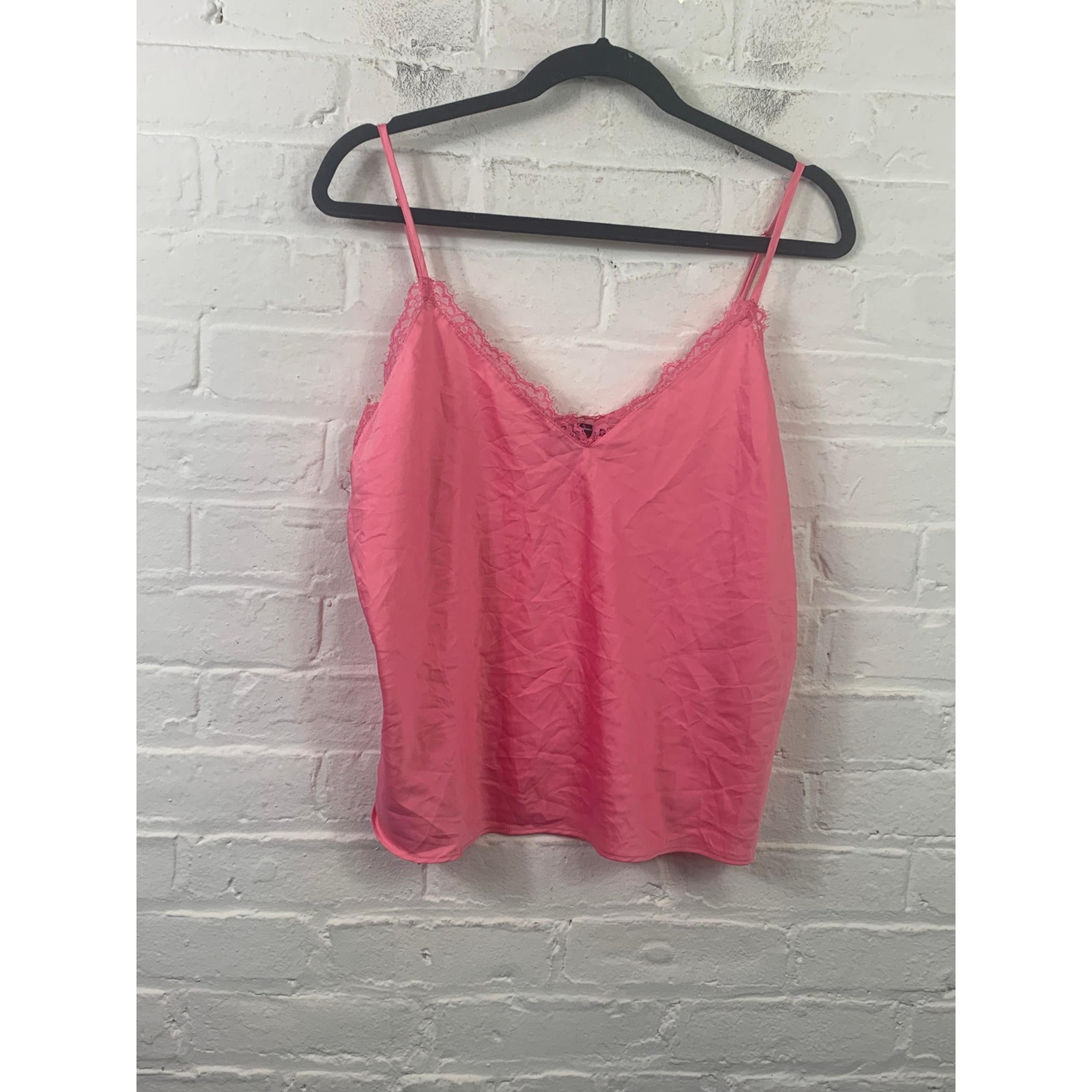 INC International Concept Women's Satin Lace Camisole Cami Top Pink Size L