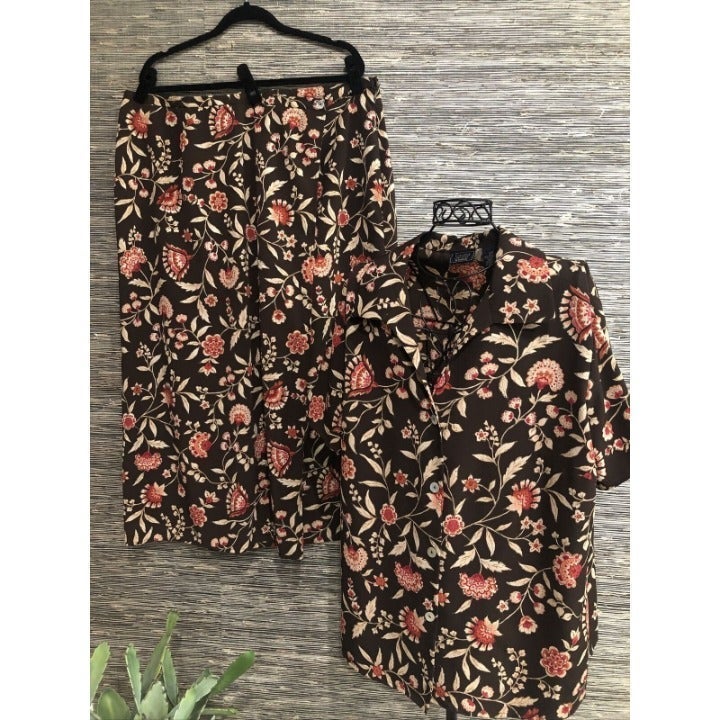 20W Plus 2 Piece Maxi Skirt Suit floral