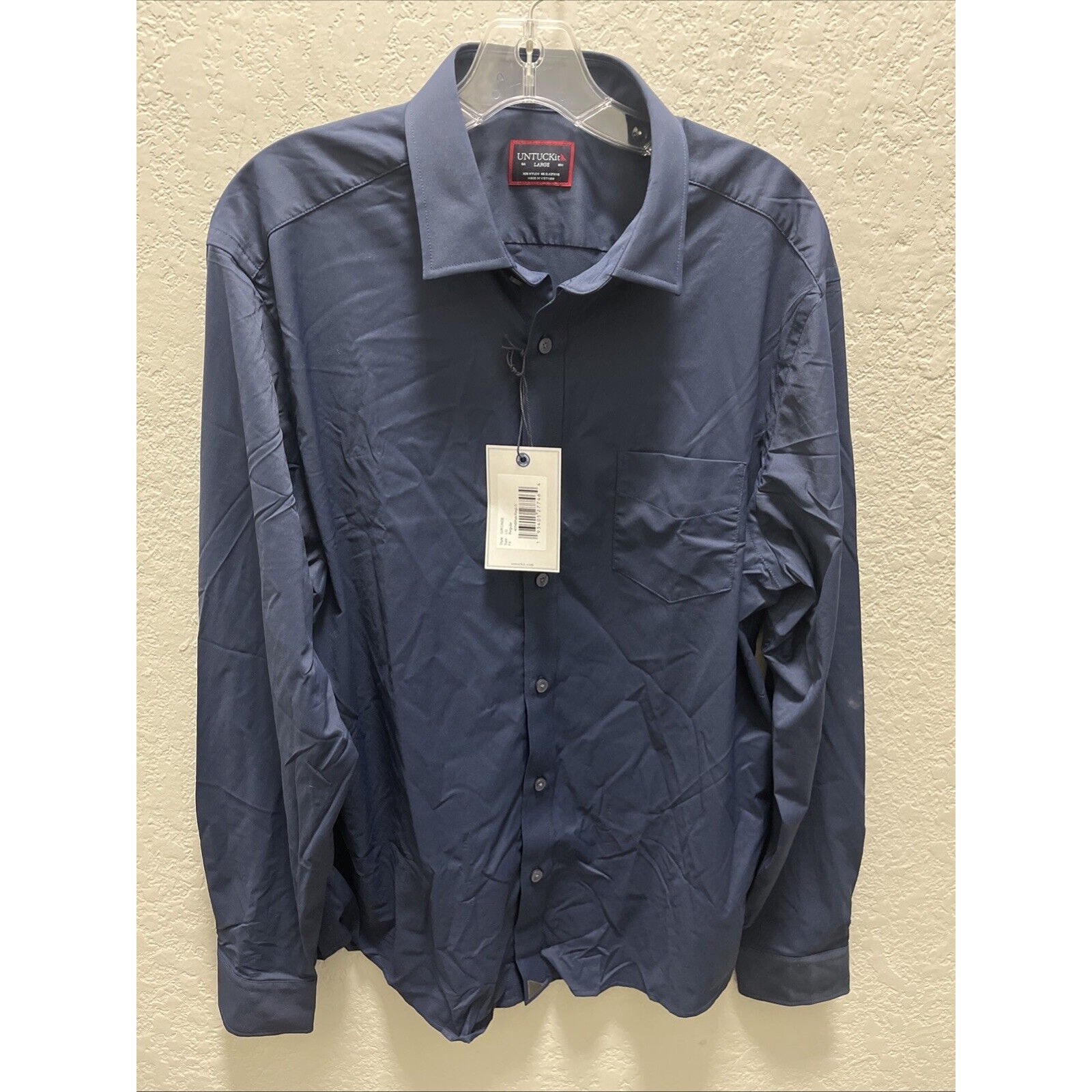 UNTUCKit Mens Blue Long Sleeve Button Dress Shirt Gironde Wrinkle Free Large Reg