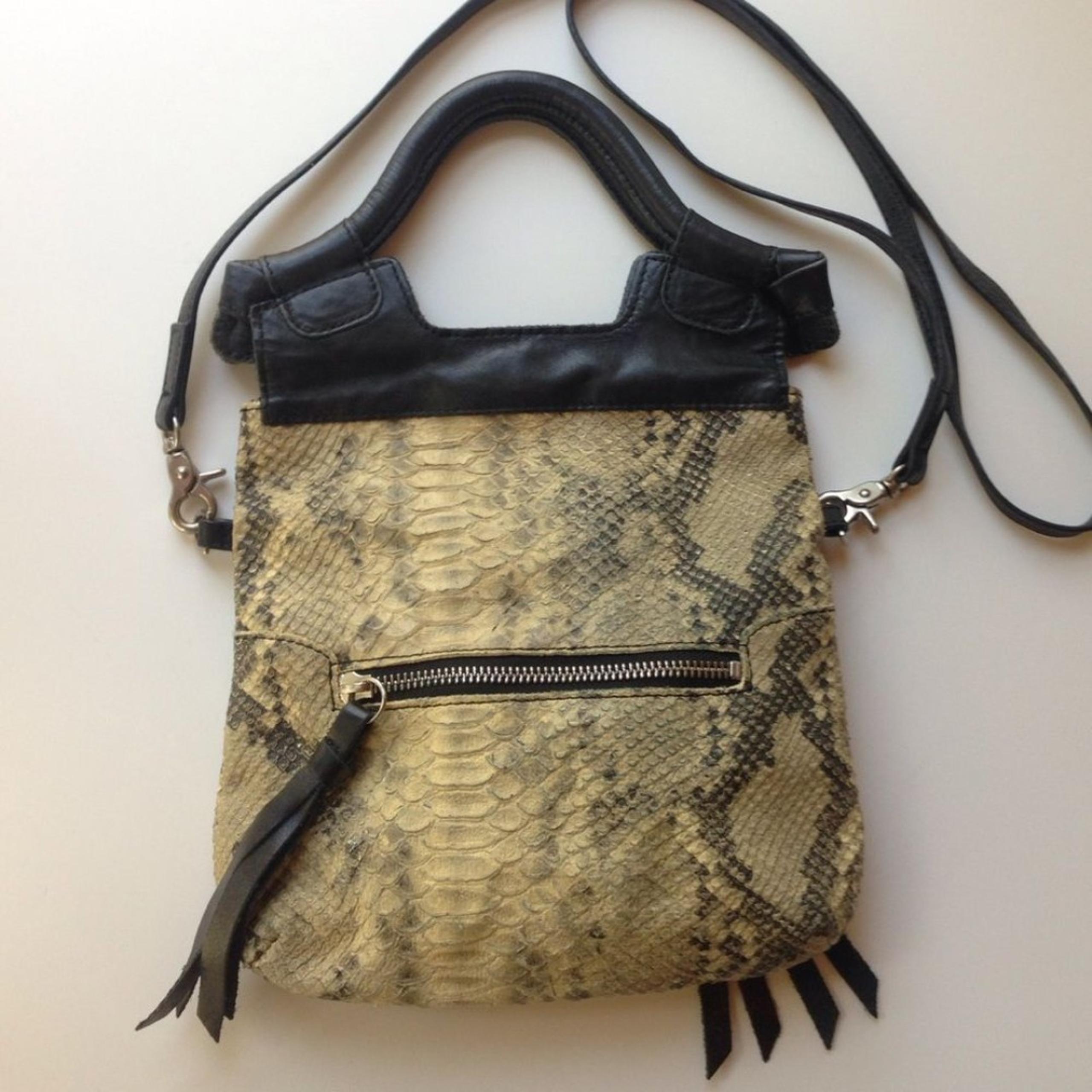 EUC Foley + Corinna Mini Disco City Snake/Black Leather Crossbody Bag