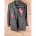 Christopher & Banks Womens P-L embroidered flora anorak army green embroderd Jac