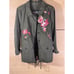 Christopher & Banks Womens P-L embroidered flora anorak army green embroderd Jac