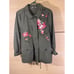 Christopher & Banks Womens P-L embroidered flora anorak army green embroderd Jac