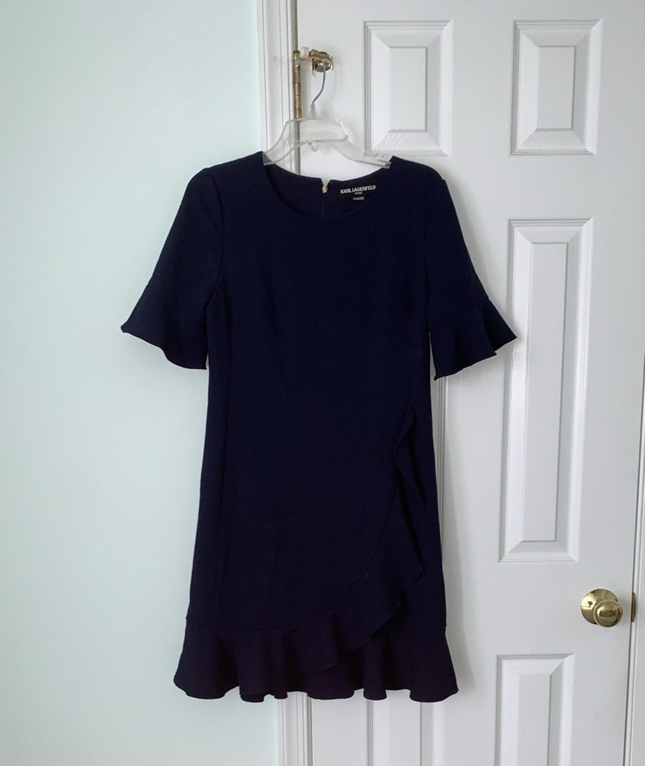 Karl Lagerfeld Black Ruffled Flutter Sleeve Mini Dress