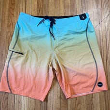 Oneill Sz 36 Hyperfreak Mens Boardshorts Ombré Beach Orange Blue Yellow
