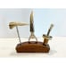 Vintage Wood & Horn Barware Man Cave Set & Stand