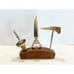 Vintage Wood & Horn Barware Man Cave Set & Stand