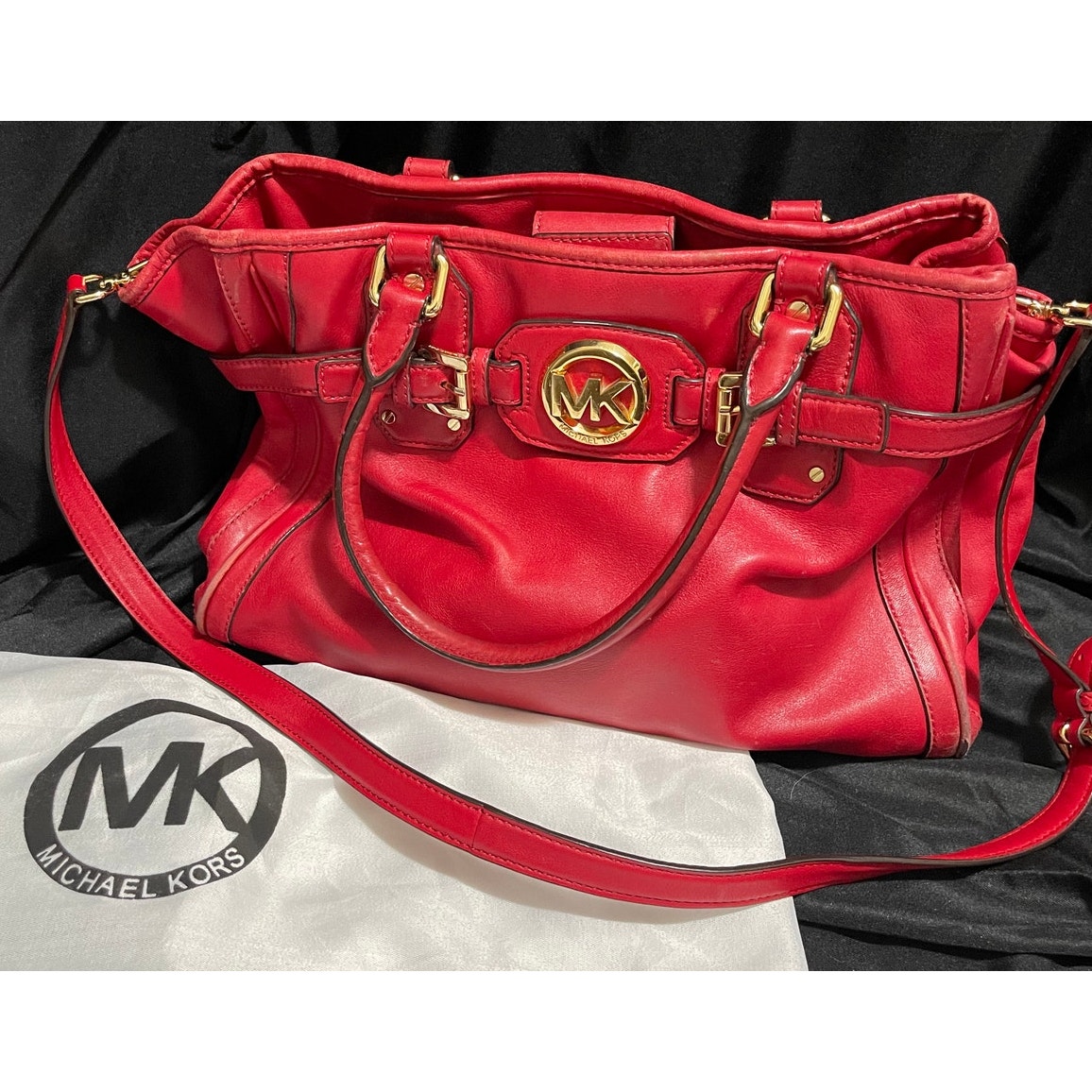 Michael Kors Red Leather Shoulder Bag AQ-1208 with Dust Bag