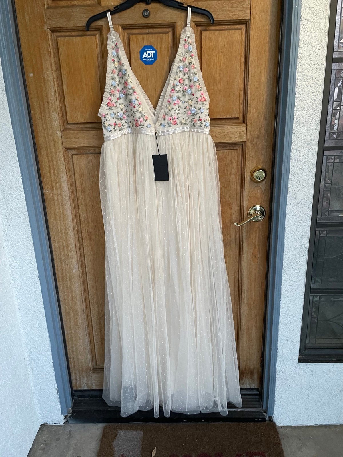 Needle & Thread Embroidered Tulle Maxi bodice Dress w/ Camisole Straps SZ:12