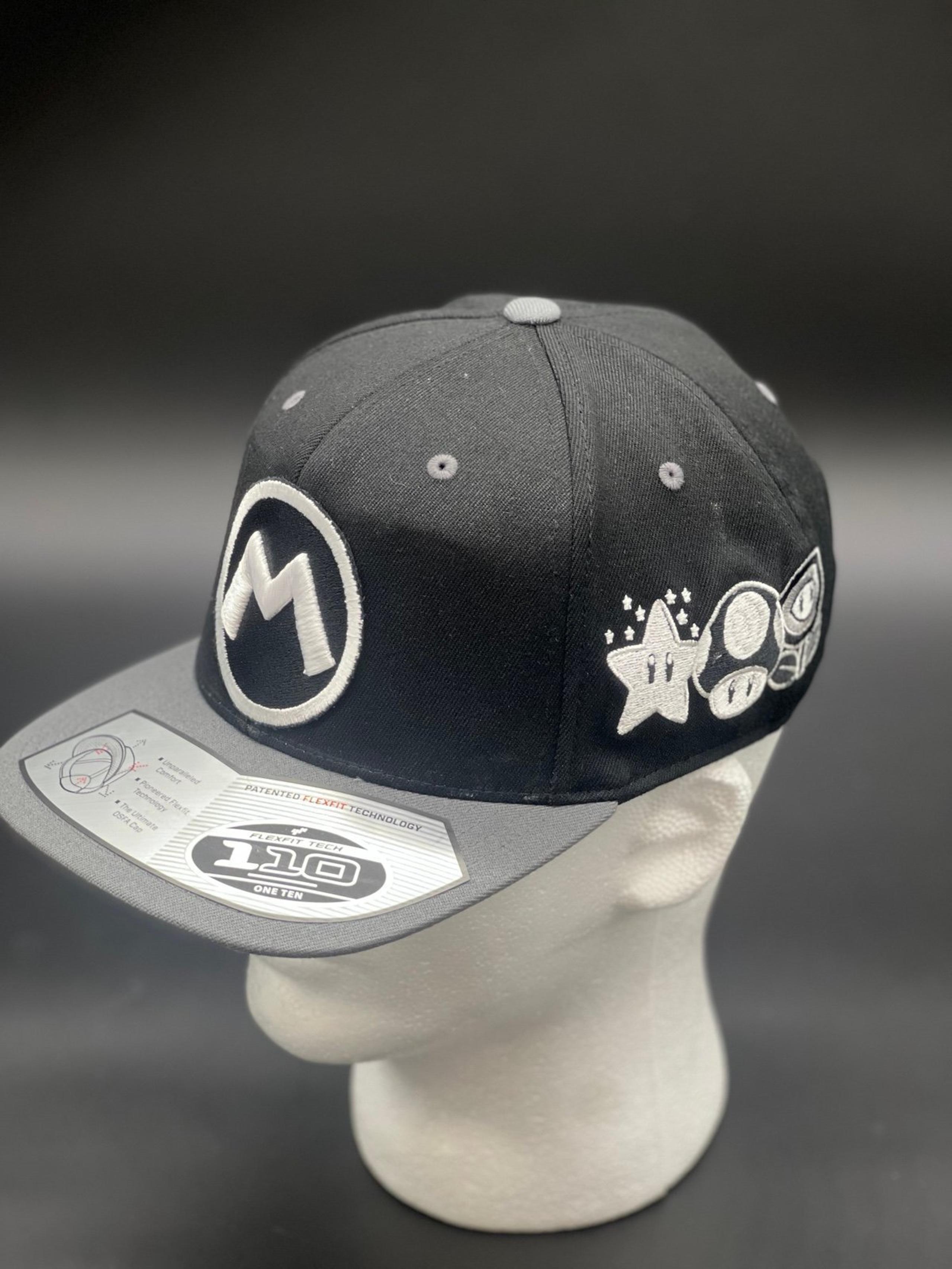 Mario Bros. Hat Black Grayscale