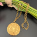 Vintage TRIFARI Gold-tone Large Medallion Chrysanthemum Flower Pendant Necklace
