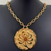 Vintage TRIFARI Gold-tone Large Medallion Chrysanthemum Flower Pendant Necklace