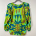 Custo Barcelona Neon Green Blue Soft Fuzzy Eyelash Pullover Sweater Euro Retro M