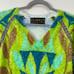 Custo Barcelona Neon Green Blue Soft Fuzzy Eyelash Pullover Sweater Euro Retro M