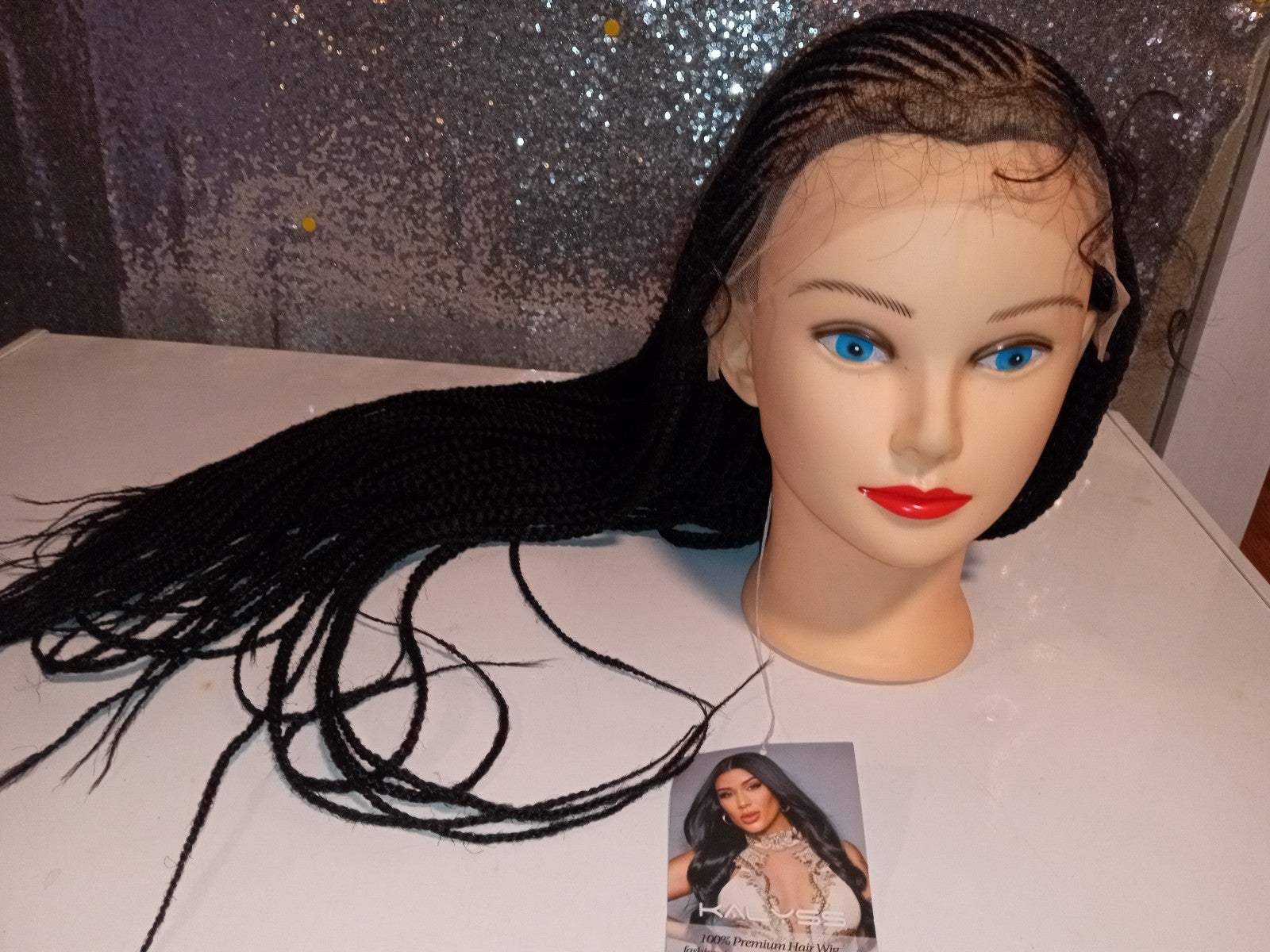 Full lace micro-braided wig,100%premium hair wig,black in color,31 inches long.
