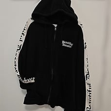 Beautiful Disaster Zip Up Hoodie C2X Black with White Letters ~ EUC