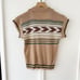 VINTAGE 70’s tan collard short sleeve sweater