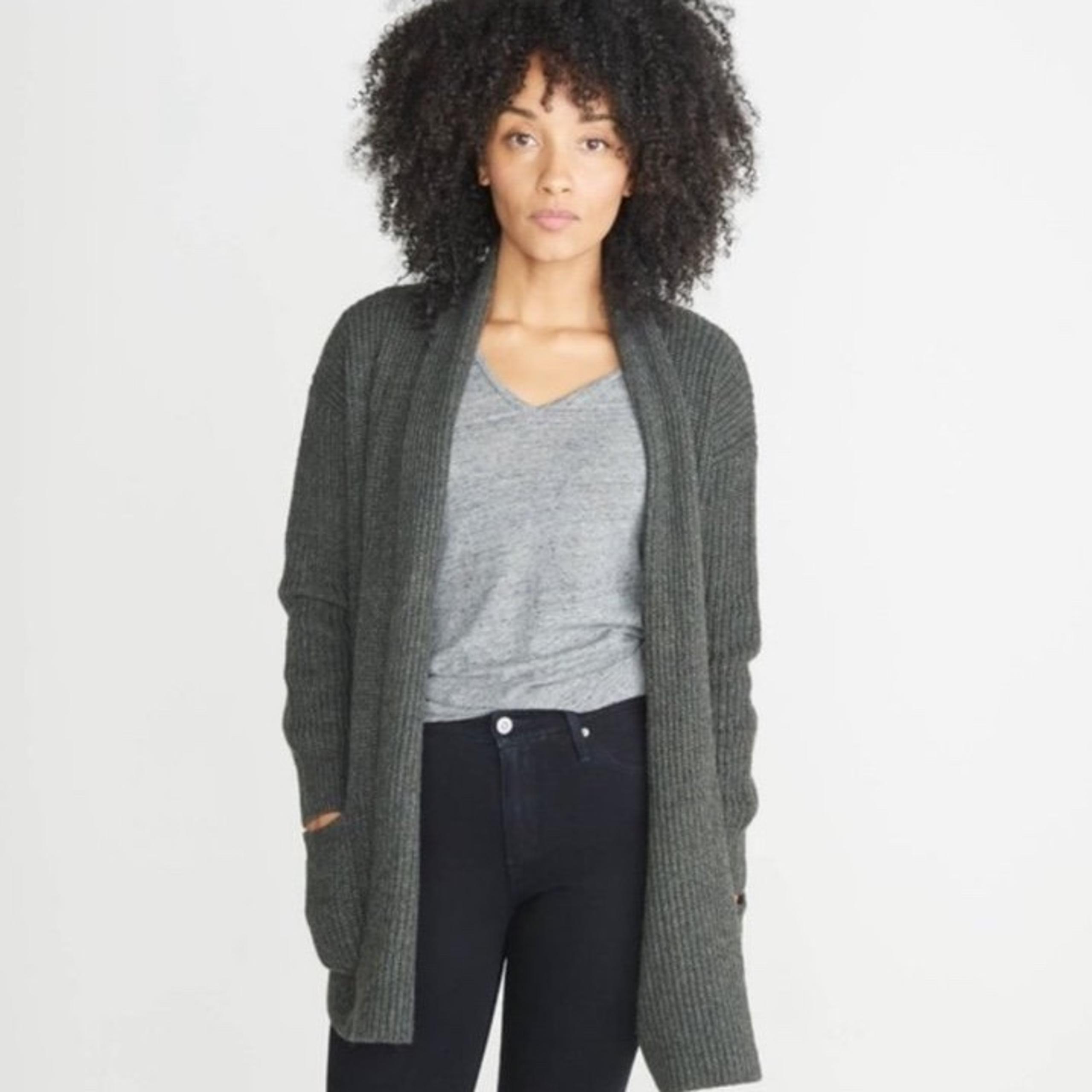 Marine Layer Women’s Brooklyn Cardigan in Forest Green XS/S Ribbed Wool Blend.
