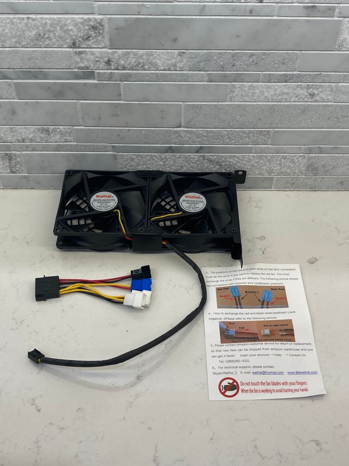 x2 Wathai Brushless DC 12V 2Pin Brushless Cooling Fans