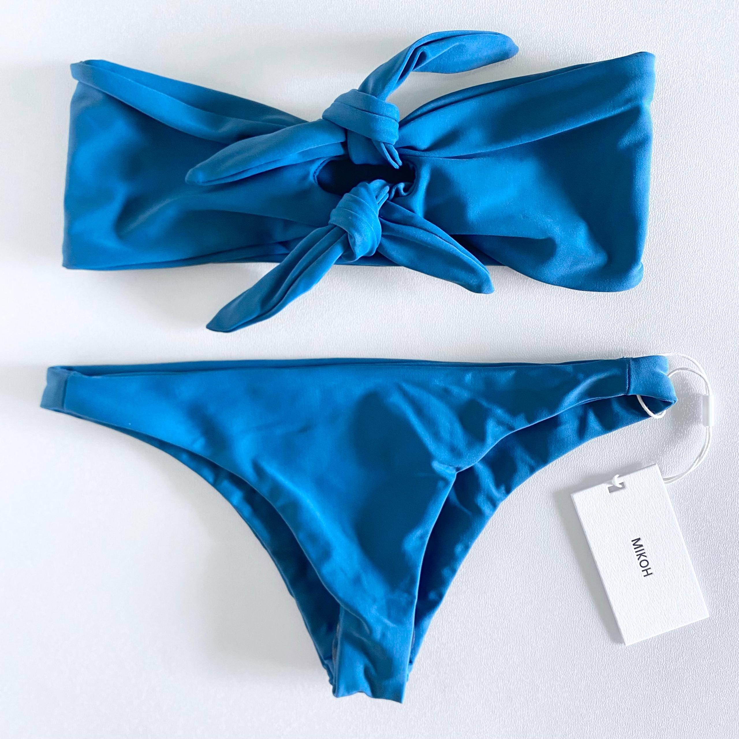 NEW Mikoh Strapless Bikini top & “Lahaina” bottom swim set in Teal -Size XS