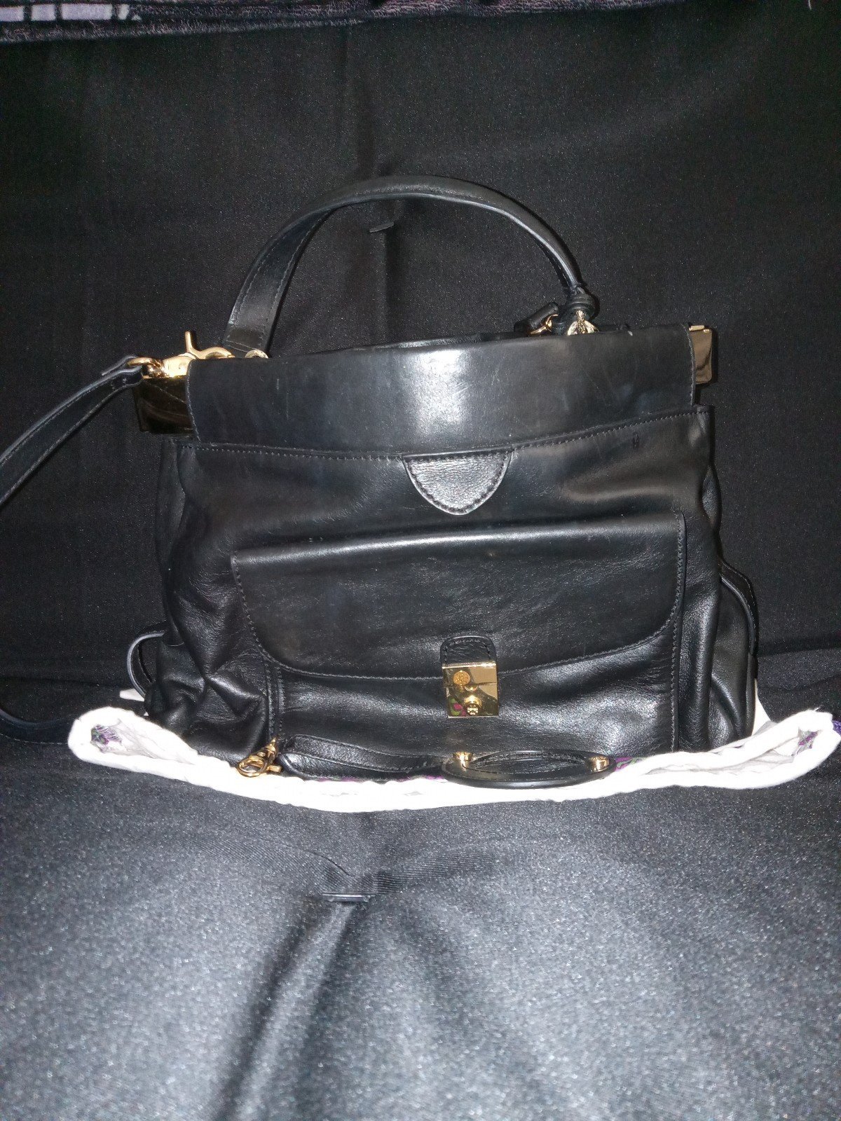 Tory burch leather satchel with strap purse