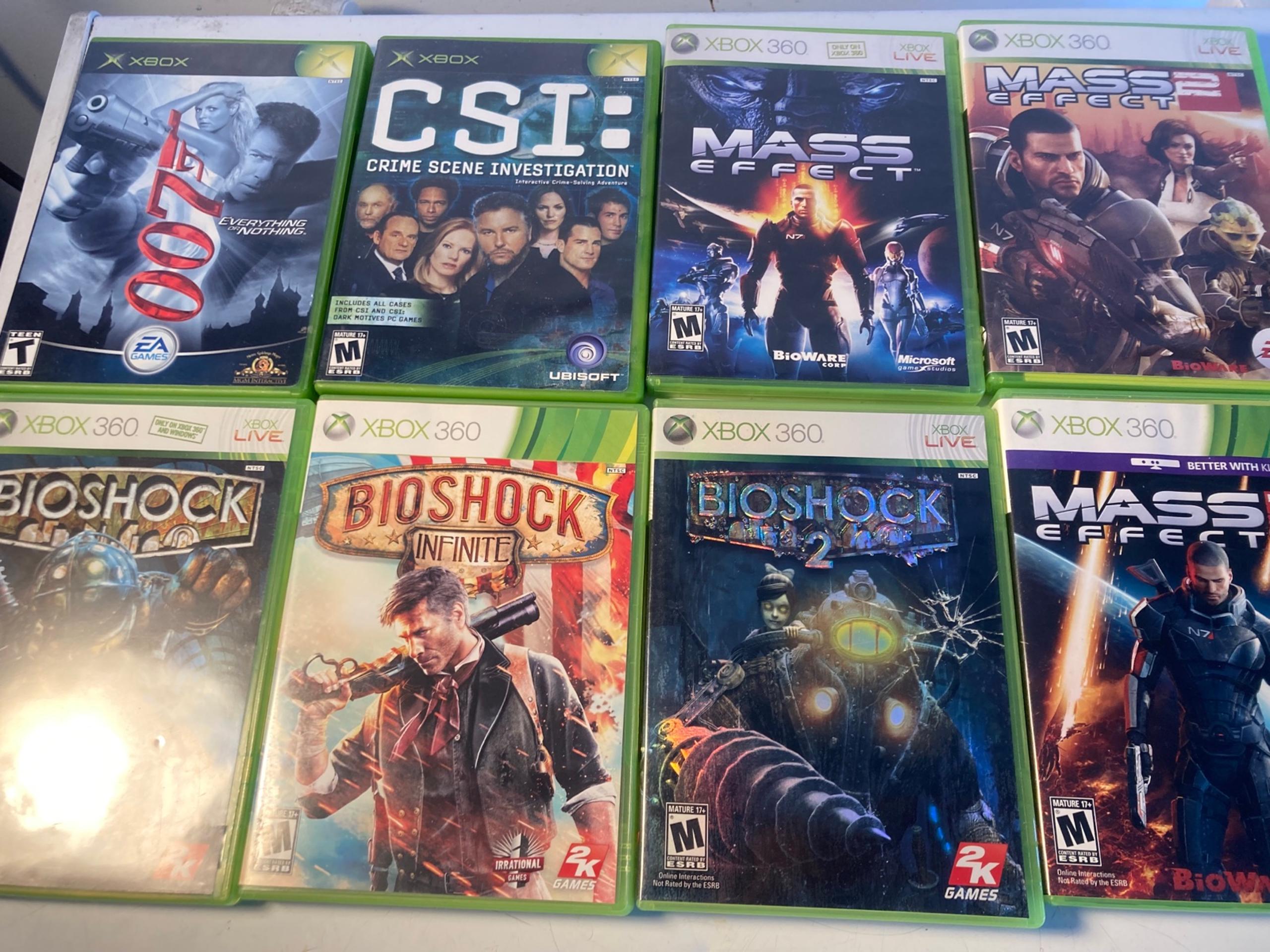 xbox360 games 8 full set bioshock/ 3 mass effect 2 original xbox all instruction