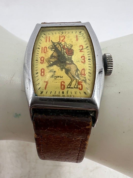 VTG 1950's 24mm Silver-Tone Ingraham Roy Rogers Mechanical Watch Made in USA!