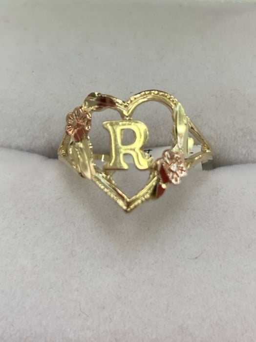 10K Real Gold Ring Initial R
