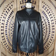 A Emporio Collezione Black Faux Leather Jacket-Size L