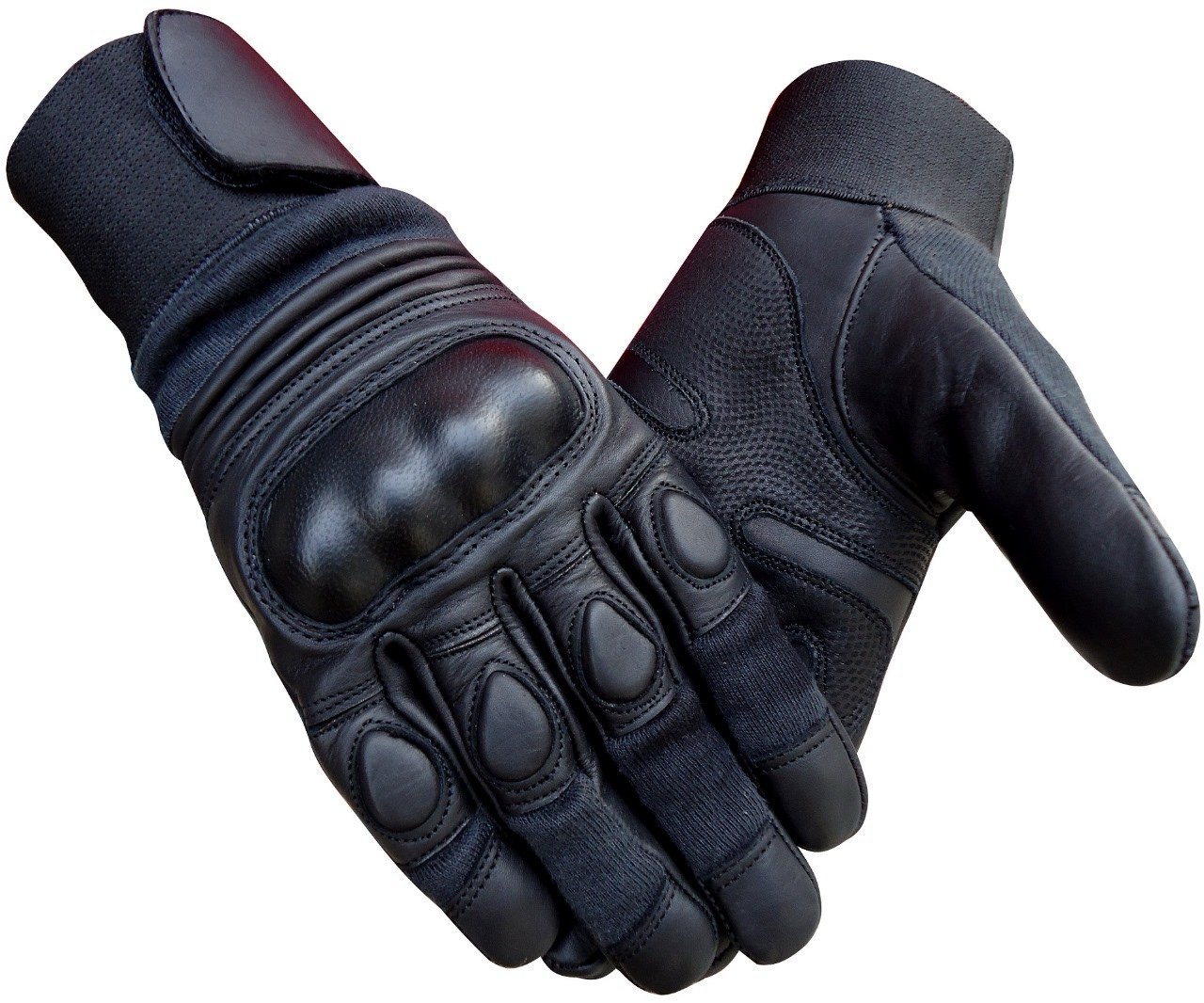 Leather Motorcycle Tactical Hunting Security Gloves Hard Knuckles Touch Sceen