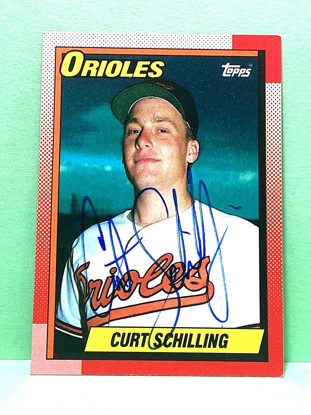 Curt Schilling 1990 Topps on card autograph auto rookie card