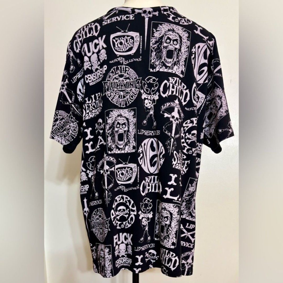 Y2K Vintage Lip Service Logo Print Men’s T-Shirt SZ L