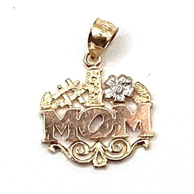14K Tricolor Gold #1 Mom Pendant