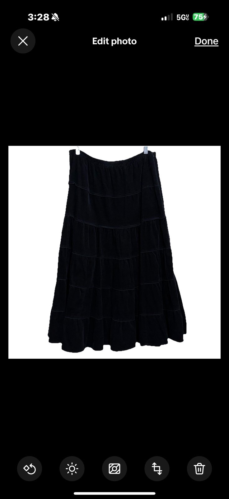 Vintage Mlle Gabrielle Corduroy Pleated Maxi Skirt XL Black Boho Peasant Soft