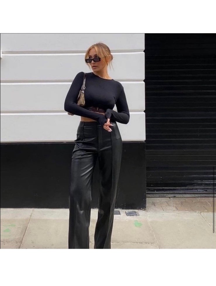 NWT Zara Francoise Leather Straight Leg Pants