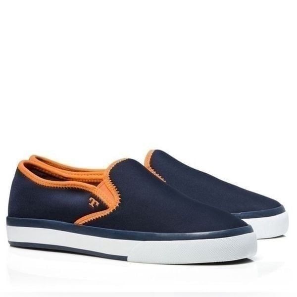 Tory Burch Neoprene Slip On Orange Blue Logo Sneakers 9M