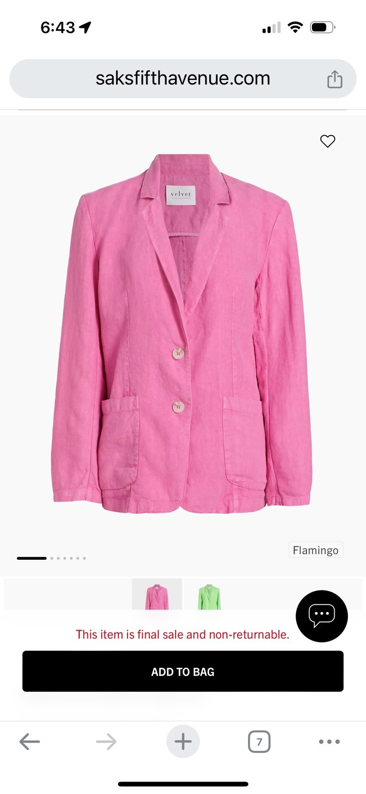Velvet by Graham & Spencer Cassie Linen Two-Button Blazer