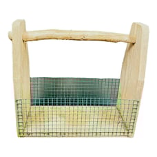 Primitive Rustic Wood and Metal Wire Storage Basket Farmhouse Barn Art
