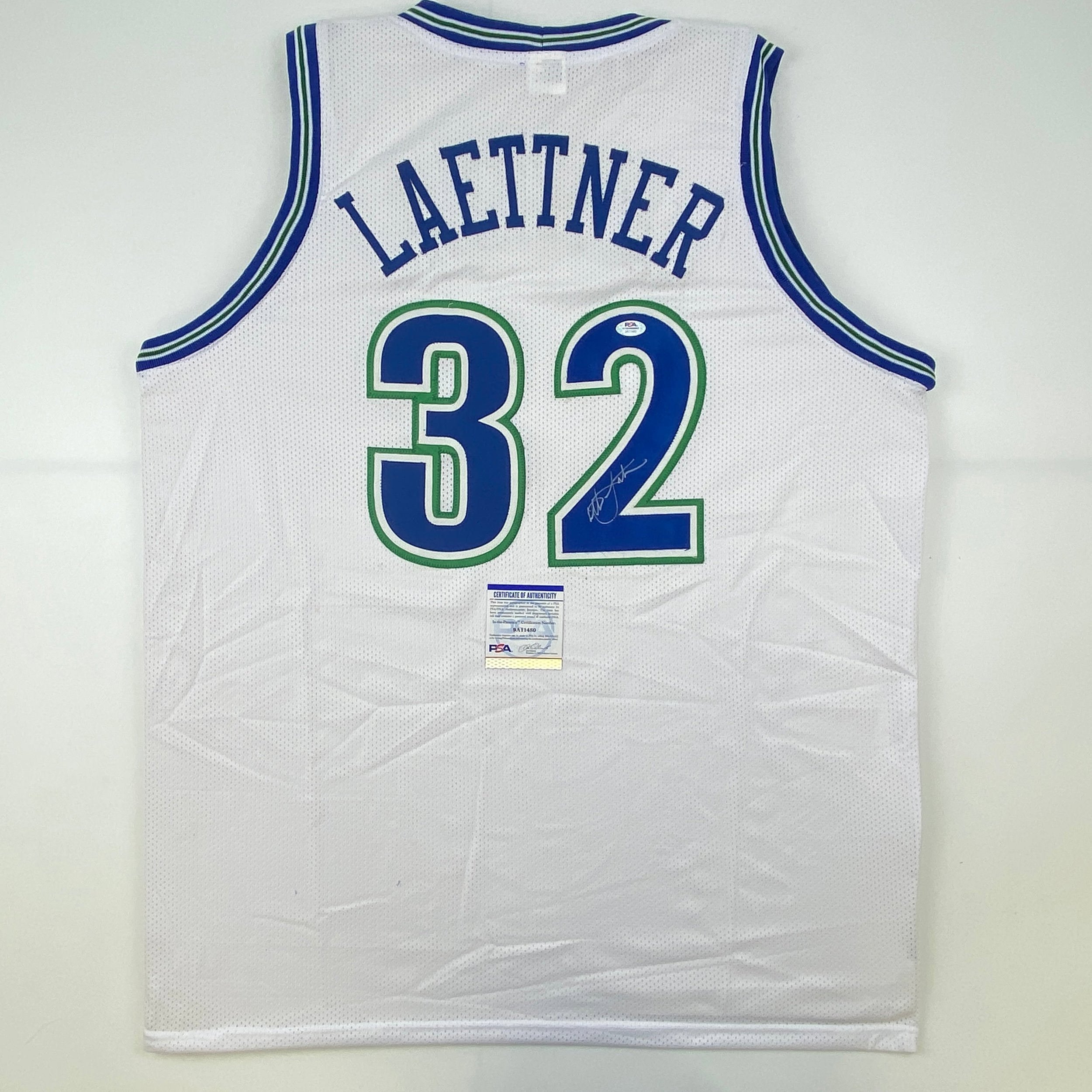 Autographed/Signed Christian Laettner Minnesota White Jersey PSA/DNA COA