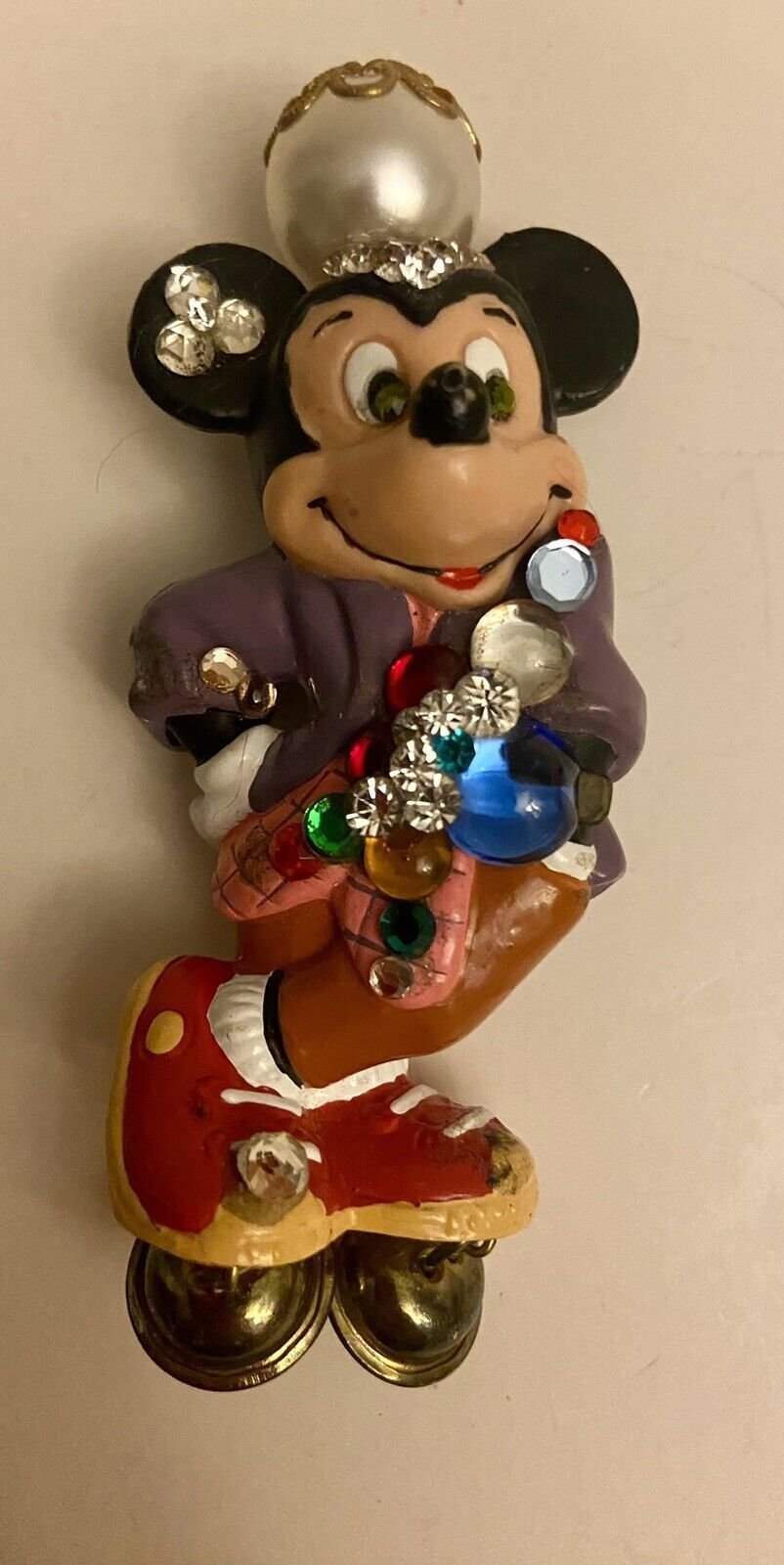 Original Bejeweled Mickey Mouse Pin Bullyland Bully Toys Germany 1988 Rare!