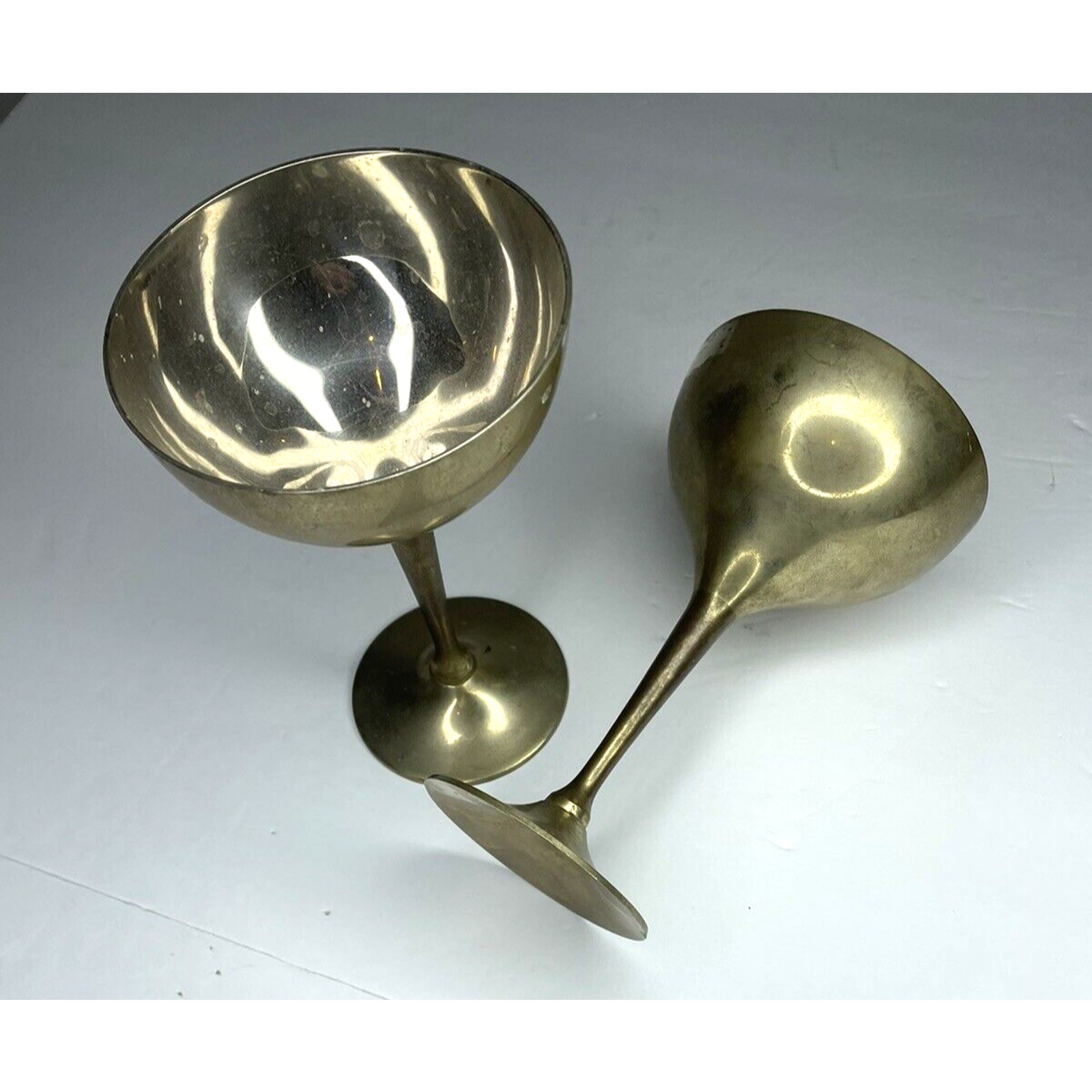 vtg silverplated champagne goblets wine glasses crown set of two