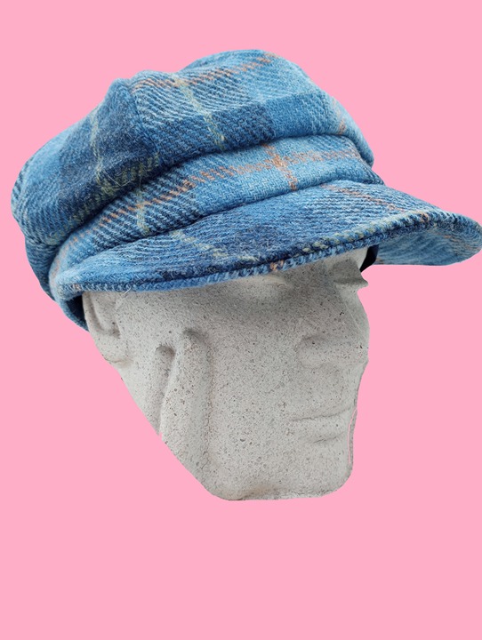 Genuine Harris Tweed® Cap ZH051 Women's Baker Boy Cap BLUE PASTELS - OSFM