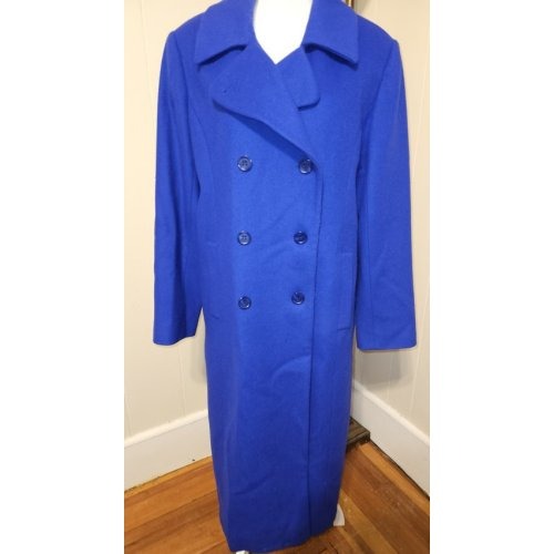 CHADWICK’S Double Breasted Lined Long Blue Wool Coat Ladies Size 14P