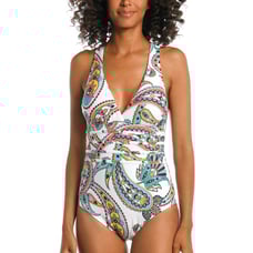 NWT La Blanca Pave The Way Multi-Strap Cross-Back 1-Piece Swimsuit Size 10