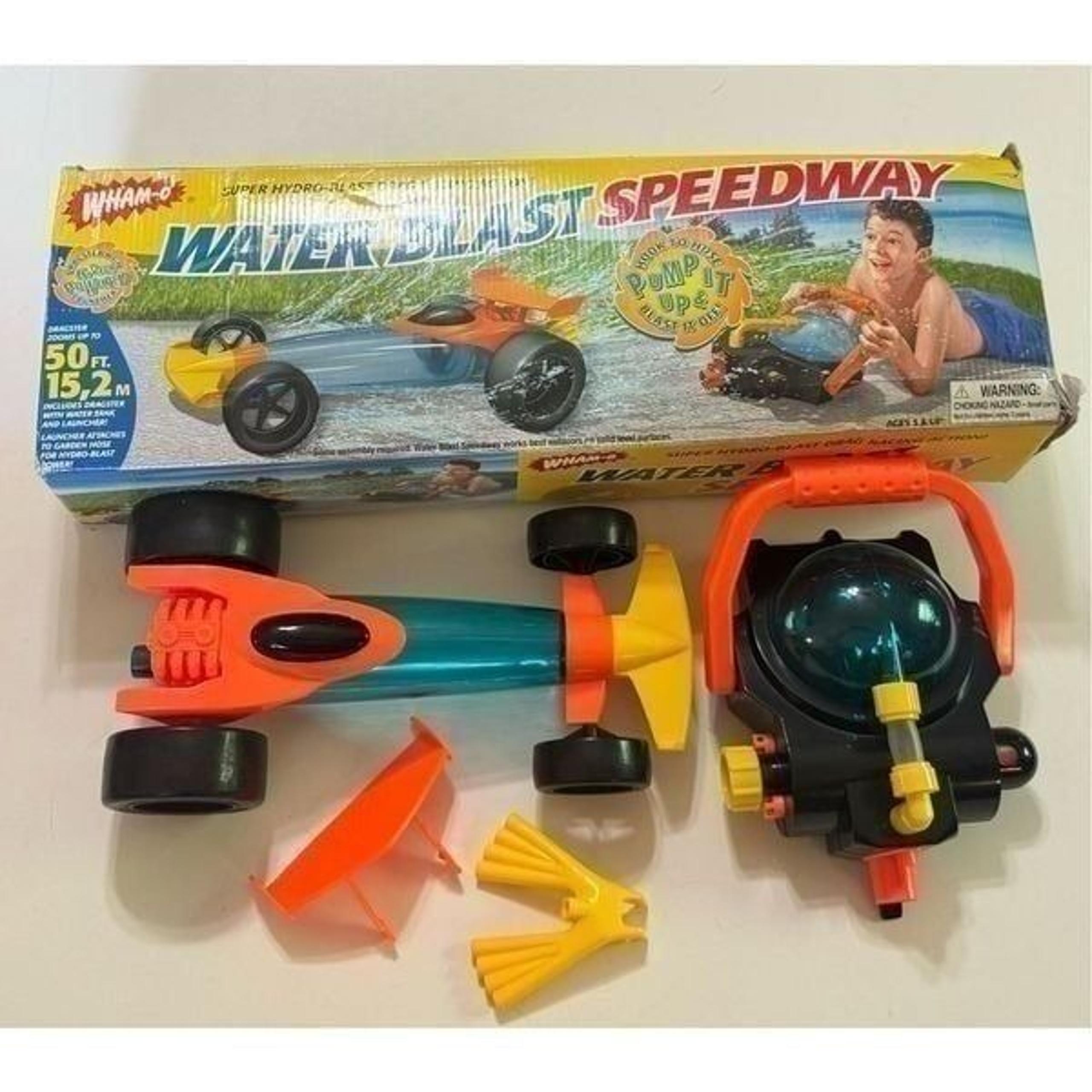 Wham-O Vintage WATER BLAST SPEEDWAY Hydro-Blast Drag Racing Action Toy with Box