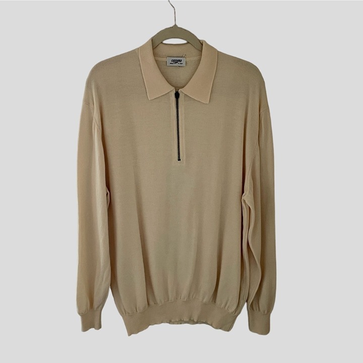 Vintage Cuzzens Sweater Pullover Pure Wool 1/4 Zip Collared Made in Italy Mens