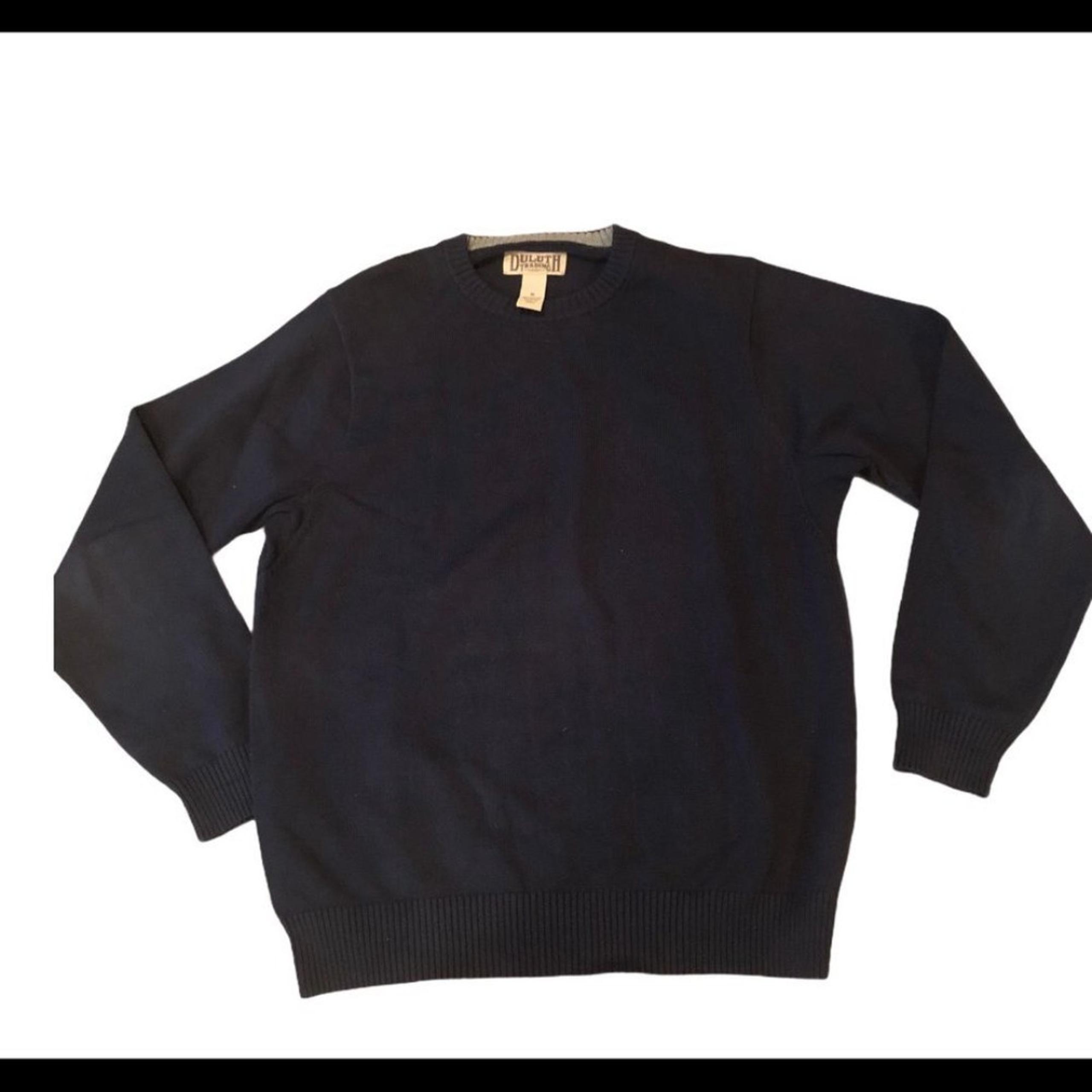 Duluth Trading Navy Blue Crewneck LS Sweater Sz. M Cotton Date Night Cozy Winter
