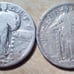 STANDING LIBERTY QUATERS, 1917S TYPE 1, 1927 S TYPE 1, MINT MARK LEFT OF FEET, M